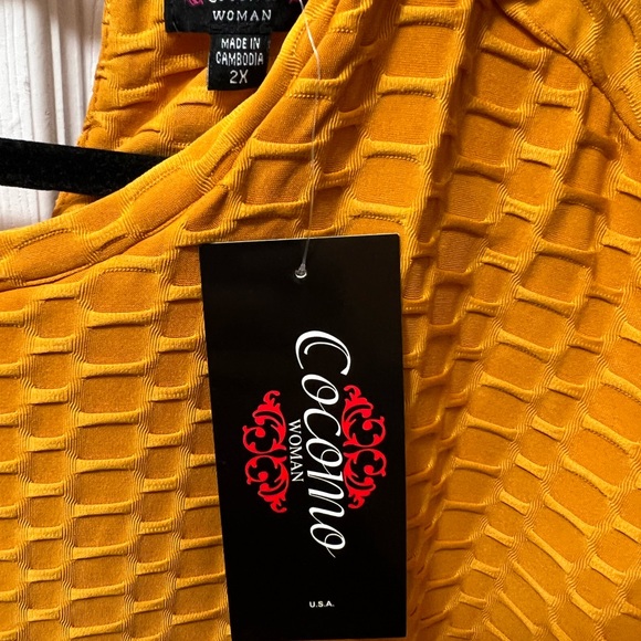 Cocomo NWT Yellow Textured Crewneck Dolman Sleeve Blouse Womens Top Plus… - Picture 9 of 9